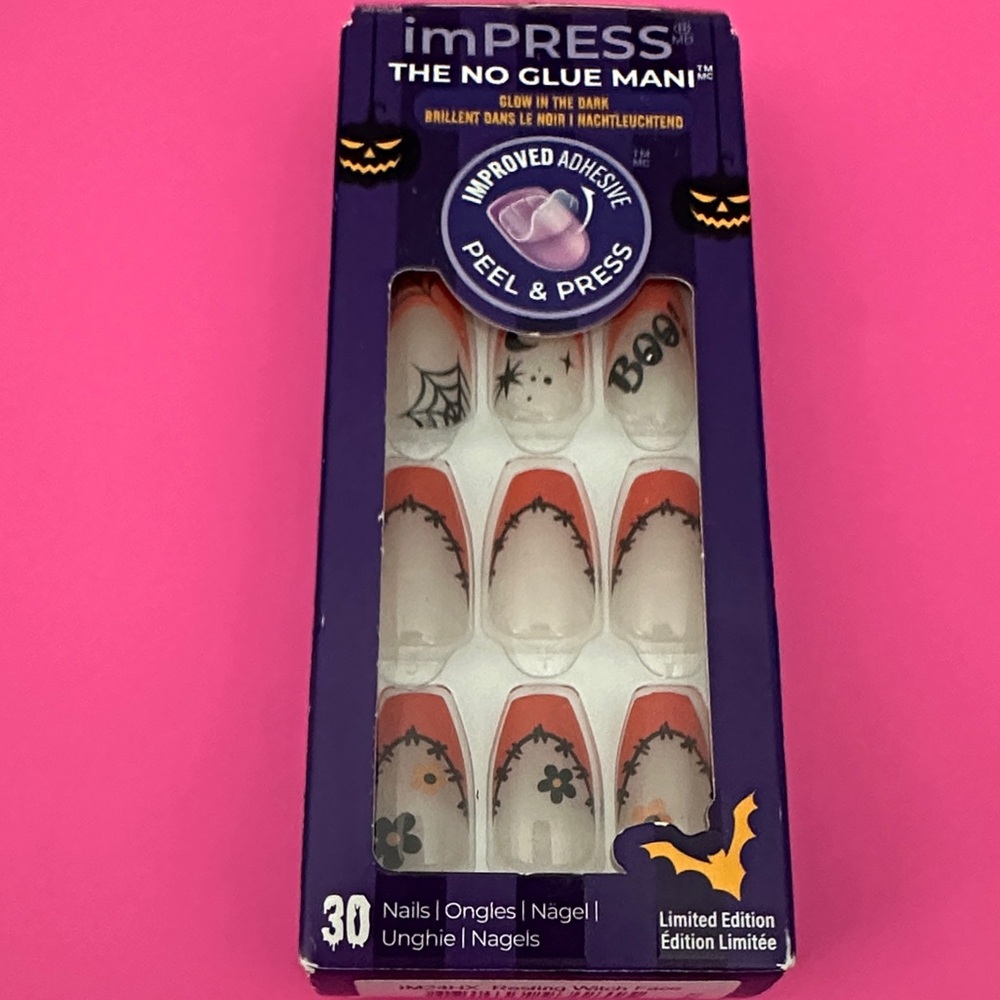 imPRESS Glow-in-the-Dark Halloween Nails - Orange and Black